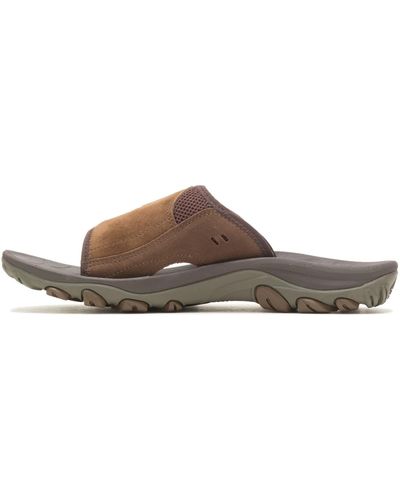 Merrell , Huntington Leather Slide Sandal, Brown, 8.5 Uk