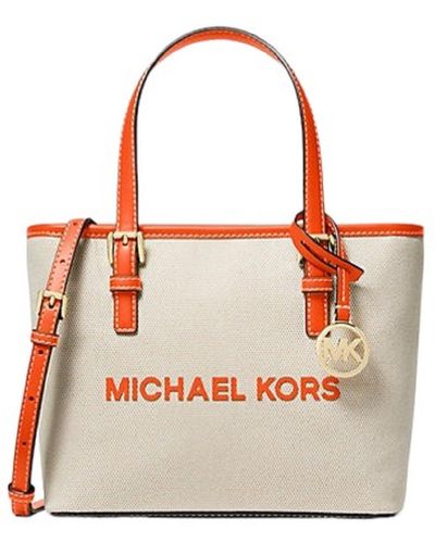 Michael Kors Jet Set Travel Extra-small Canvas Top-zip Tote Bag - Natural