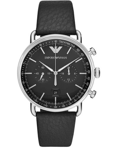 Emporio Armani Chronograph Quarz Uhr mit Leder Armband AR11143 - Mehrfarbig