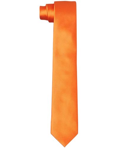 HIKARO Cravatta da uomo sottile realizzata a mano effetto seta 6 cm - Arancione