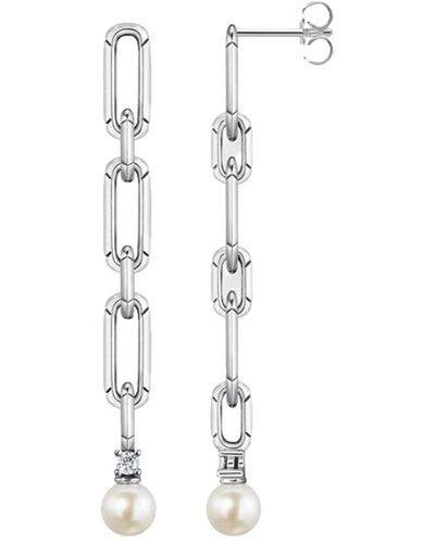 Thomas Sabo Ohrring Glieder mit Perle aus 925er Sterlingsilber im Ankerketten-Design - Weiß