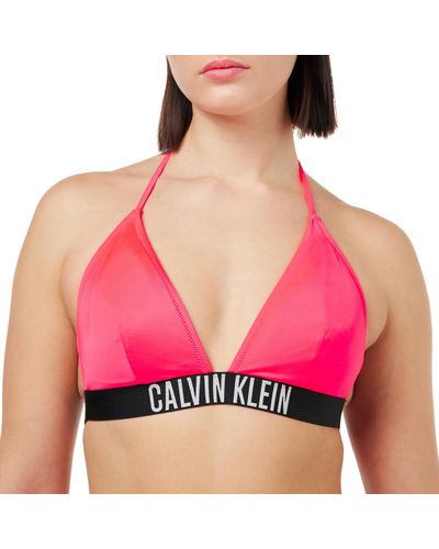Calvin Klein Bikini Oberteil Triangel mit Schnürung - Rot