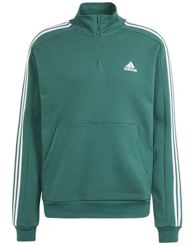 adidas Essentials Fleece 3-stripes 1/4-zip Sweater - Groen