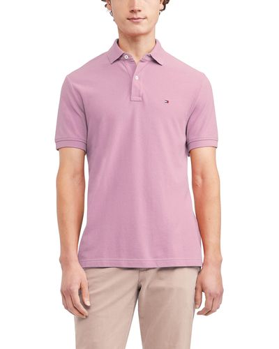 Tommy Hilfiger Short Sleeve Polo Shirt In Regular Fit - Purple