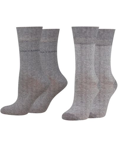 Tom Tailor Women socks 4er stripe grey 35-38 - Grau