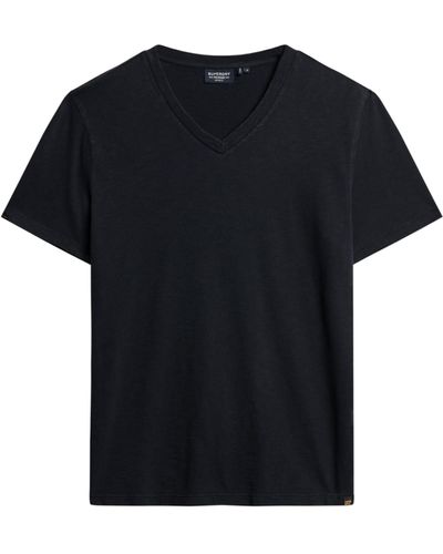 Superdry T-Shirt aus Flammgarn mit V-Ausschnitt Finster Marineblau L - Schwarz