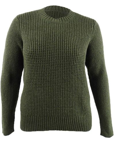 Lucky Brand Crew Neck Waffle Knit Sweater - Green