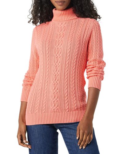Amazon Essentials Fisherman Cable Roll-neck Jumper - Pink
