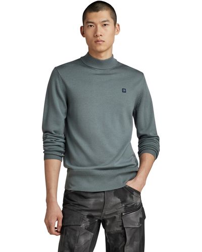 G-Star RAW Premium Core Mock Knitted Jumper - Grey