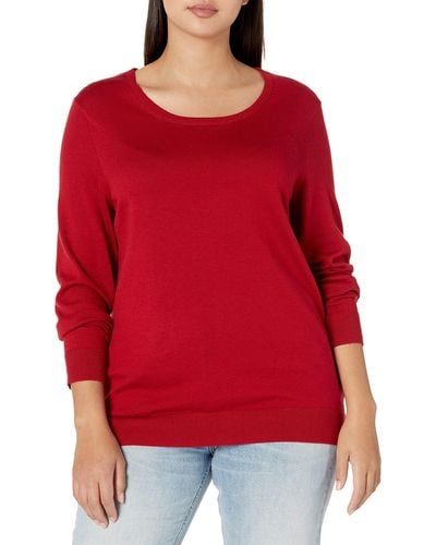 Amazon Essentials Plus Size Lightweight Crewneck Cardigan Sweater - Red