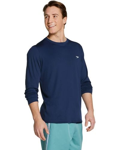 Speedo Uv Swim Basic Easy Long Sleeve Regular Fit Rash Guard Shirt - Blau