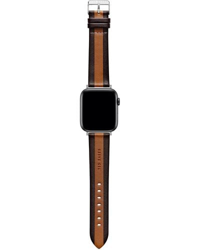 Ted Baker Double Leather Smartwatch Band Compatible With Apple Watch Strap 42mm - Black