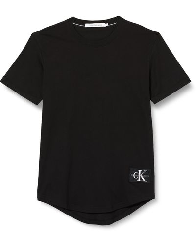 Calvin Klein Badge Turn Up Sleeve J30j323482 S/s Knit Tops - Black