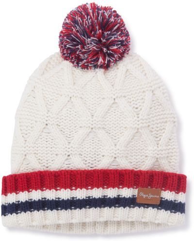 Pepe Jeans Women's Beanie White White - White - Red