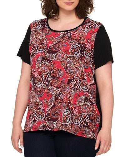 Tommy Hilfiger Printed Short Sleeve Floral Sportswear Top - Red