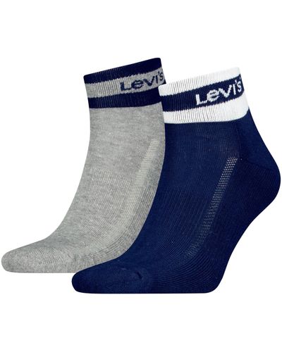 Levi's Mid Cut Sport Stripe Quarter Sock - Blue