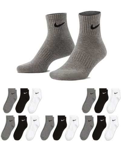 Nike 6-18 Paar Socken Weiß Schwarz Kurz Sportsocken Größe 34 36 38 40 42 44 46 48 50 Sparset SX7677 - Mettallic