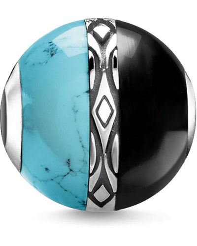 Thomas Sabo Ladies-bead Ornament Turquoise & Black 925 Sterling Silver Blackened K0324-878-7