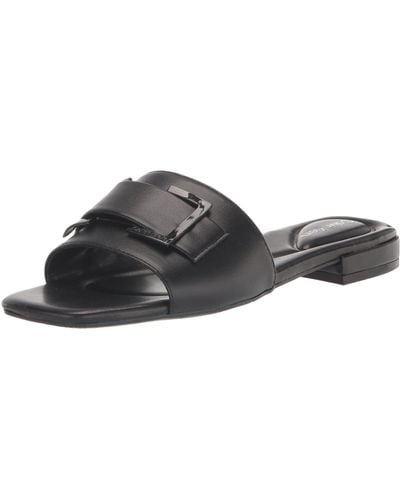 Calvin Klein Tangelo Faux Leather Slip-on Slide Sandals - Black