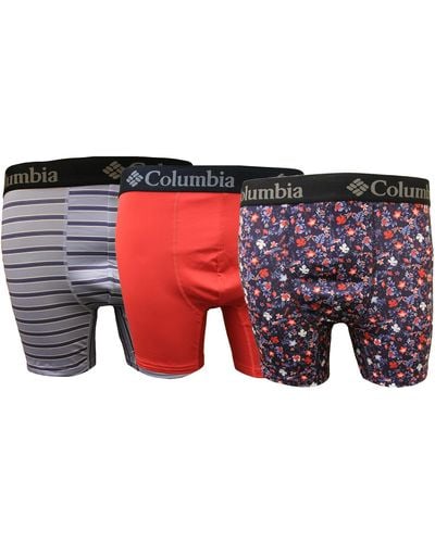 Columbia Printed Polyester Stretch Solid Boxer Brief 3 Pair - Red
