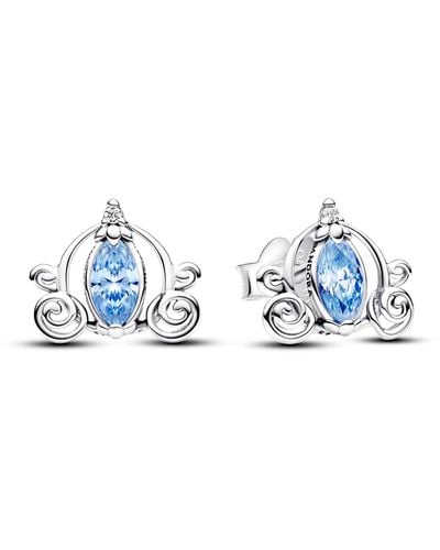 PANDORA Disney Cinderellas Kutsche Ohrringe aus Sterling Silber mit Zirkonia - Blau