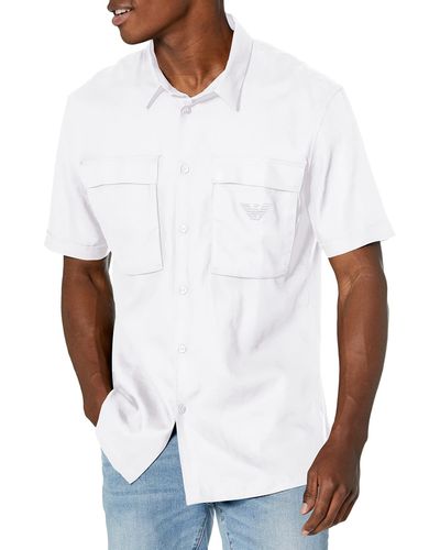 Emporio Armani Shirt à ches Courtes pour - Blanc