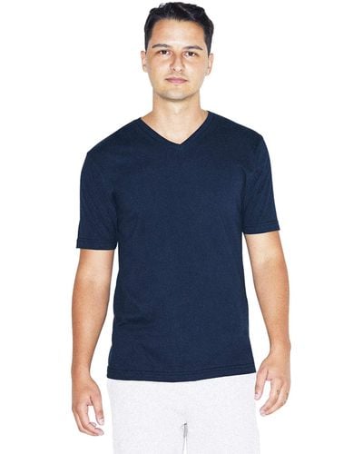 American Apparel Fine Jersey Classic Short Sleeve V-neck T-shirt - Blue