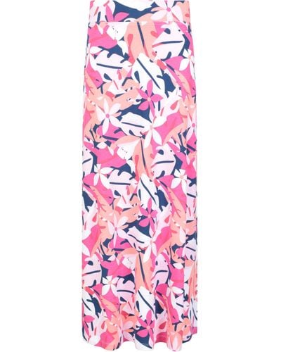 Mountain Warehouse Shore Womens Long Jersey Skirt - Lightweight, Breathable - For Spring Summer & Travel Bright Pink 10 - White