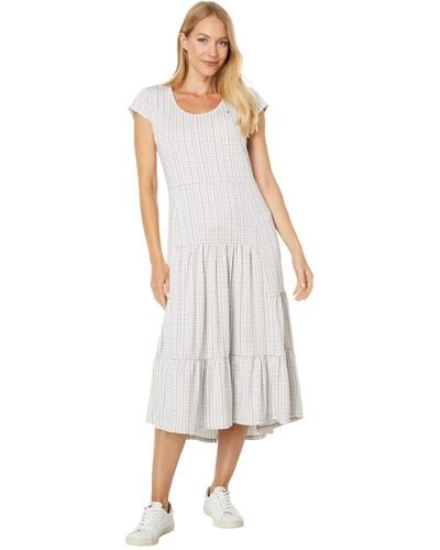 Tommy Hilfiger Tiered Stripe Midi Dress - White