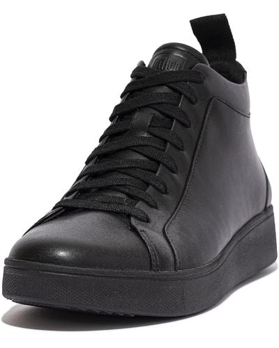 Fitflop Rally Leather High-top Trainers - Black