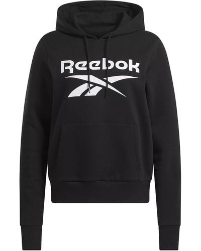 Reebok Identity Grote Logo Fleece Hoodie Zwart Vrouwelijke Training Track Tops