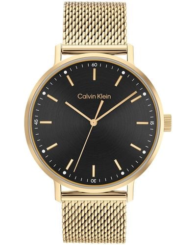 Calvin Klein Quartz Ionic Gold Plated Steel And Mesh Bracelet Watch - Metallic