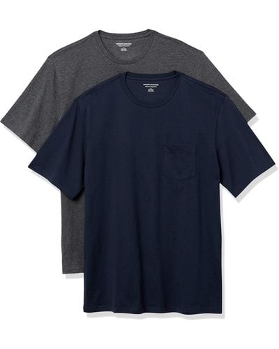 Amazon Essentials Camiseta de ga Corta con Bolsillo - Azul
