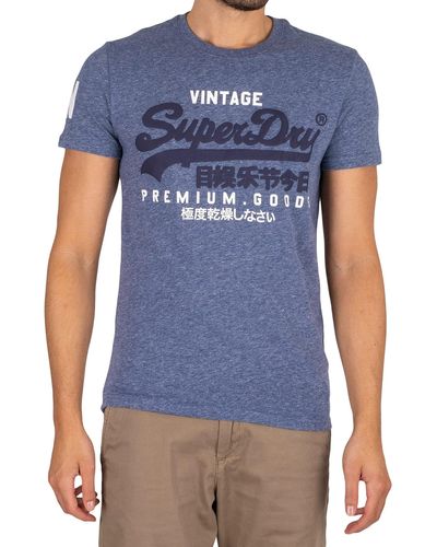 Superdry Vintage Logo T-Shirt aus Bio-Baumwolle Tois Blau Gesprenkelt XS