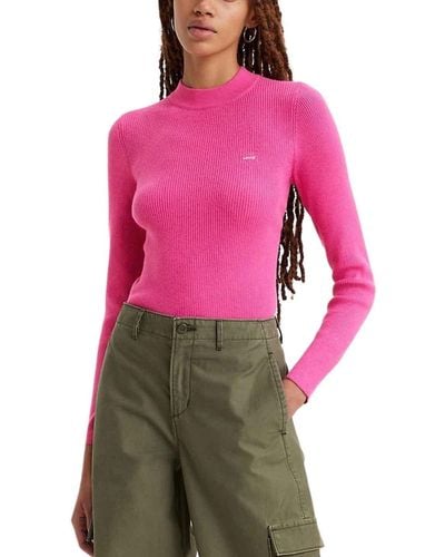 Levi's Crew Rib Sweater Sweatshirt Rose Violet XS - Rouge