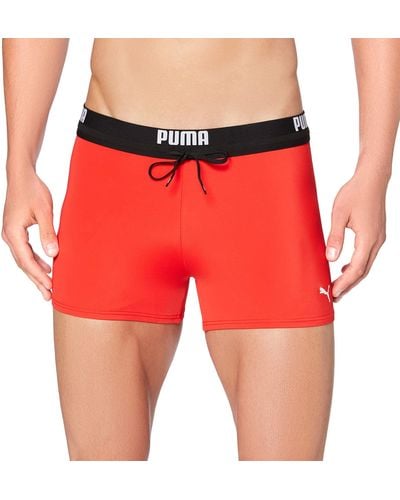 PUMA Logo Heren Zwembadschoenen Swim Trunks - Rot