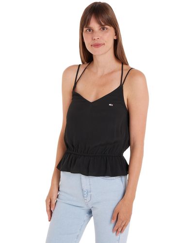 Tommy Hilfiger Tjw Essential Strappy Top Woven Tops - Black