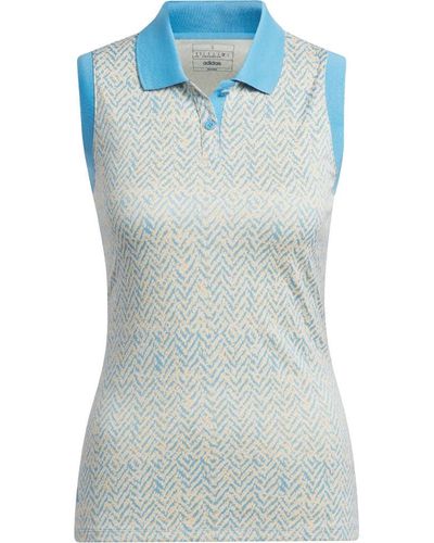 adidas Ultimate365 Jacquard Sleeveless Polo Shirt Golf - Blue