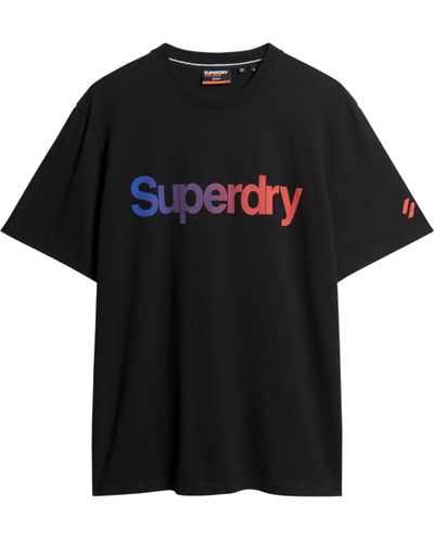 Superdry Locker geschnittenes Core T-Shirt mit Logo Schwarz Verblasst S
