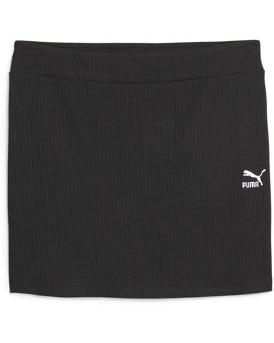 PUMA Womens Classics Ribbed Skirt Athletic Casual - Black, Black, S
