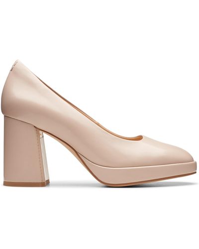 Clarks Zoya85 Court Leather Shoes In Standard Fit Size 5 Beige - Pink