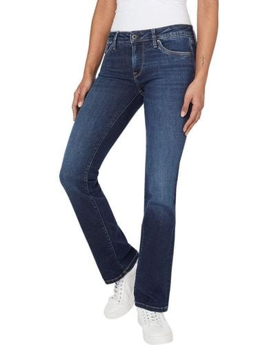 Pepe Jeans Piccadilly Jeans Met Laarssnit - Blauw
