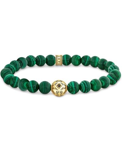 Thomas Sabo Beads-Armband aus grünen Steinen vergoldet A2145-140-6-L17