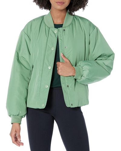 Amazon Essentials Relaxed-fit Recycled Polyester Padded Cropped Bomber Jacket - Green