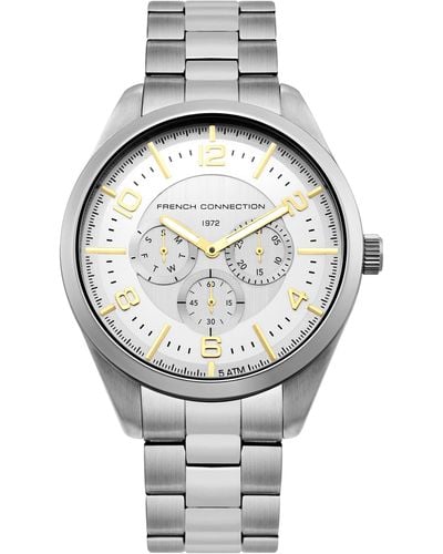 French Connection S Analogue Classic Quartz Watch With Stainless Steel Strap Fc1334smg - Metallic