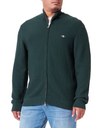 GANT Cotton Texture Zip Cardigan - Grün
