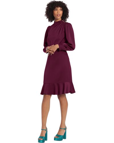 Maggy London High Neck Heavy Charmeuse Dress Workwear Office Event Party Holiday Guest Of - Red