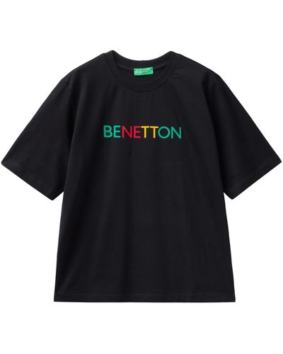 Benetton 3bl0d1064 T-shirt - Black