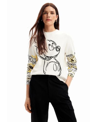 Desigual Mickey Mouse Embroidered Pullover - White