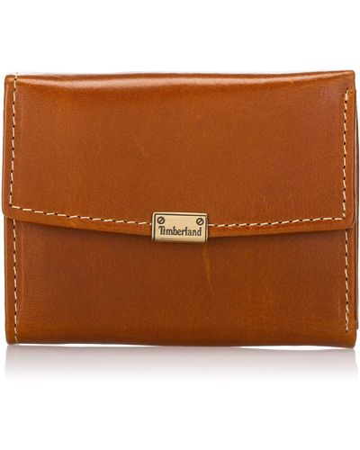 Timberland Vrouwen Lederen Rfid Kleine Indexer Snap Wallet Billfold - Bruin